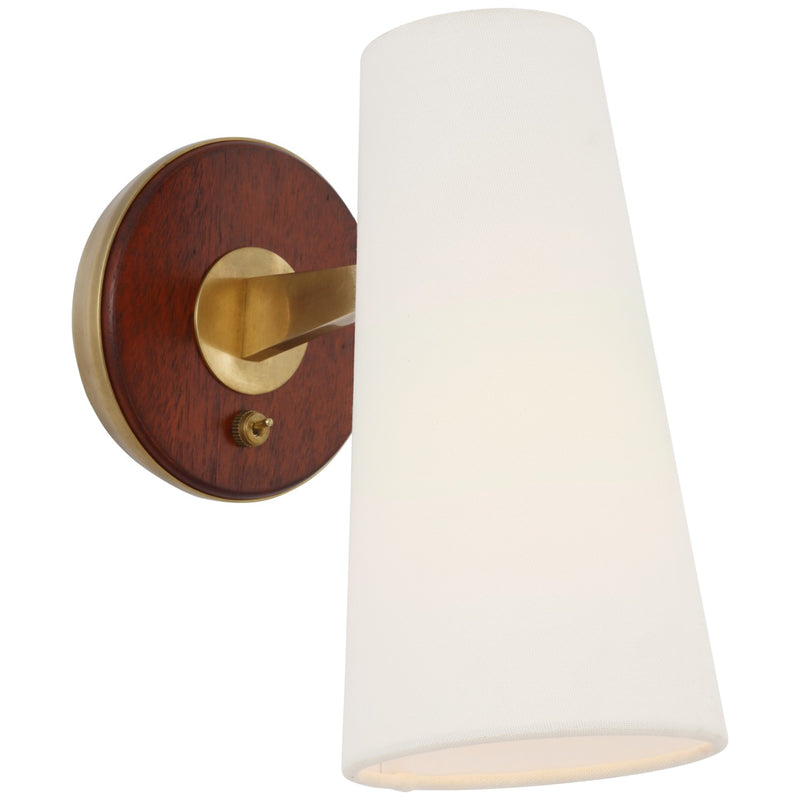Visual Comfort Signature ARN 2345HAB/MHG-L LED Wall Sconce, Hand-Rubbed Antique Brass and Mahogany