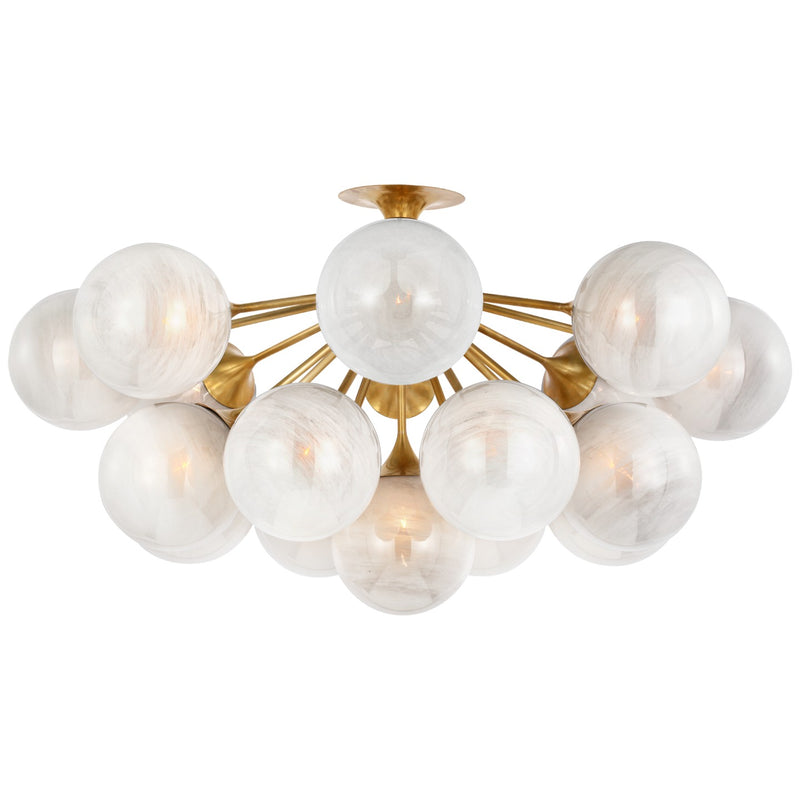Visual Comfort Signature ARN 4404HAB-WG LED Flush Mount, Hand-Rubbed Antique Brass