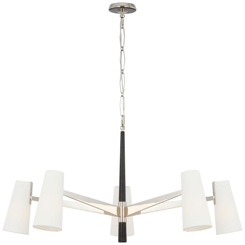 Visual Comfort Signature ARN 5345PN/EB-L LED Chandelier, Polished Nickel and Ebony