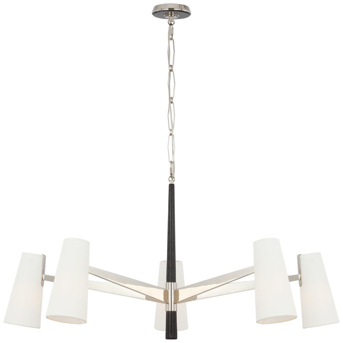 Visual Comfort Signature ARN 5345PN/EB-L LED Chandelier, Polished Nickel and Ebony