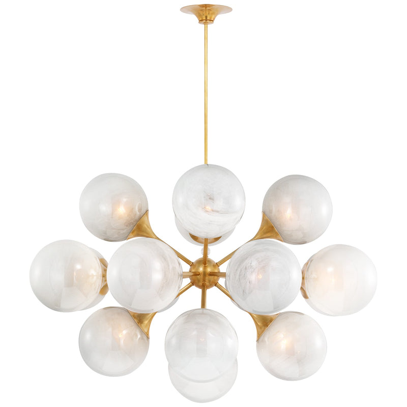 Visual Comfort Signature ARN 5404HAB-WG LED Chandelier, Hand-Rubbed Antique Brass