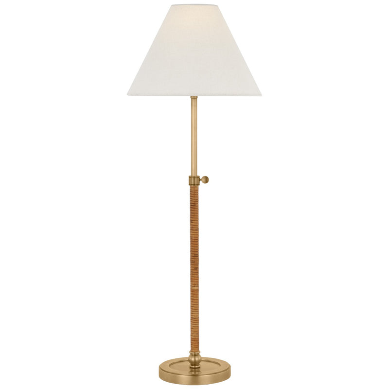 Visual Comfort Signature CHA 8081AB/NRT-L LED Buffet Lamp, Antique-Burnished Brass and Natural Rattan