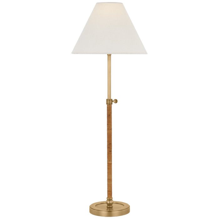 Visual Comfort Signature CHA 8081AB/NRT-L LED Buffet Lamp, Antique-Burnished Brass and Natural Rattan