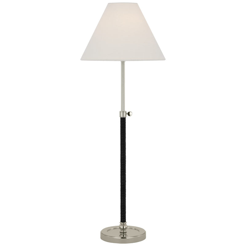 Visual Comfort Signature CHA 8081PN/BRT-L LED Buffet Lamp, Polished Nickel and Black Rattan