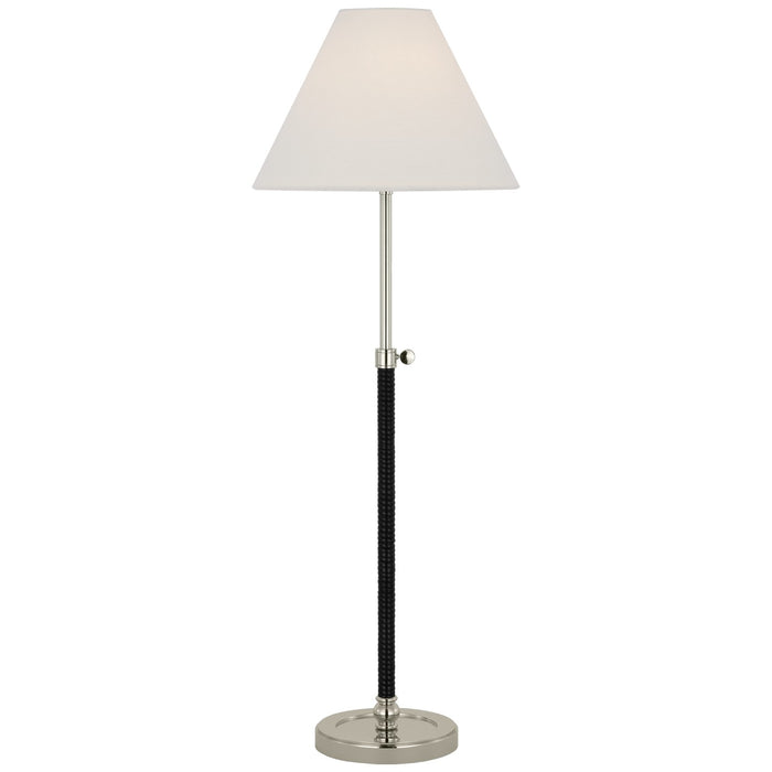 Visual Comfort Signature CHA 8081PN/BRT-L LED Buffet Lamp, Polished Nickel and Black Rattan