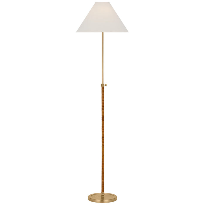 Visual Comfort Signature CHA 9081AB/NRT-L LED Floor Lamp, Antique-Burnished Brass and Natural Rattan