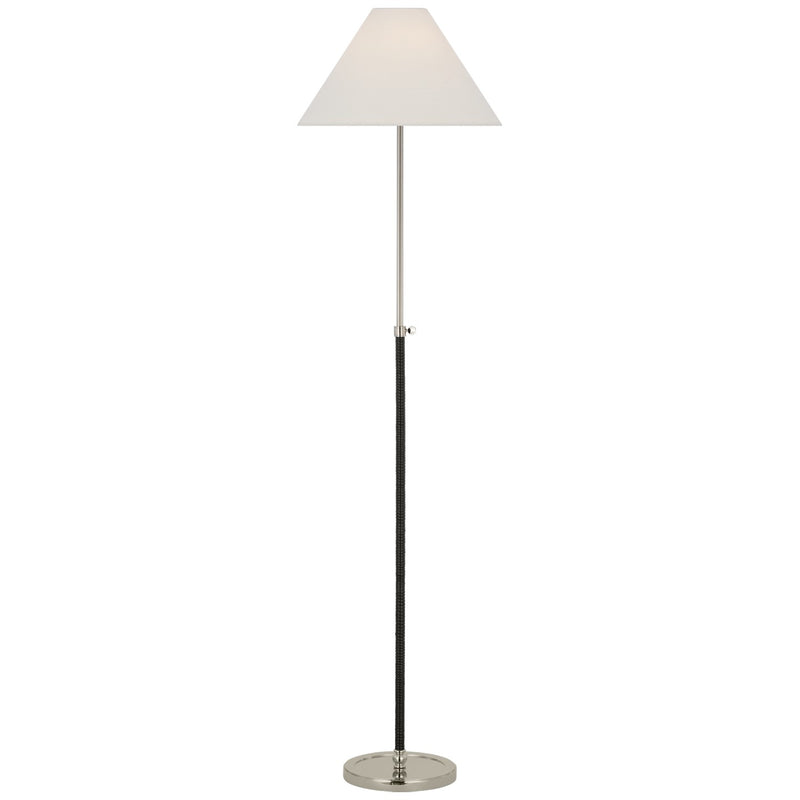 Visual Comfort Signature CHA 9081PN/BRT-L LED Floor Lamp, Polished Nickel and Black Rattan