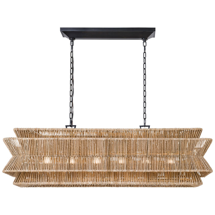 Visual Comfort Signature CHC 5025BZ/NAB LED Linear Pendant, Bronze and Natural Abaca
