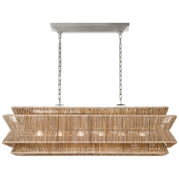 Visual Comfort Signature CHC 5025PN/NAB LED Linear Pendant, Polished Nickel and Natural Abaca
