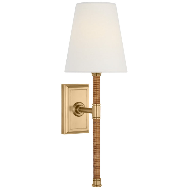 Visual Comfort Signature CHD 2083AB/NRT-L LED Wall Sconce, Antique-Burnished Brass and Natural Rattan