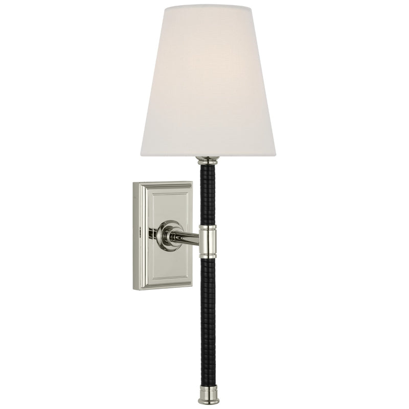 Visual Comfort Signature CHD 2083PN/BRT-L LED Wall Sconce, Polished Nickel and Black Rattan