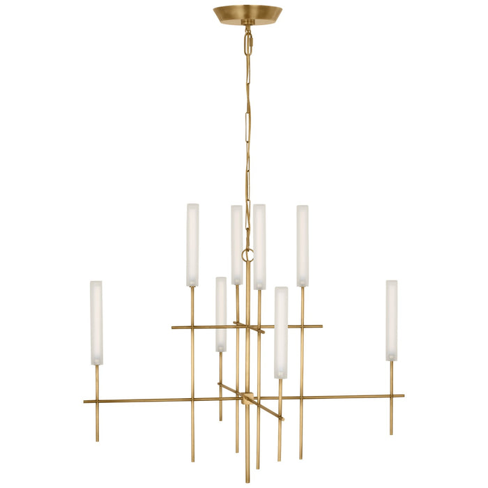 Visual Comfort Signature IKF 5110HAB-FG LED Chandelier, Hand-Rubbed Antique Brass