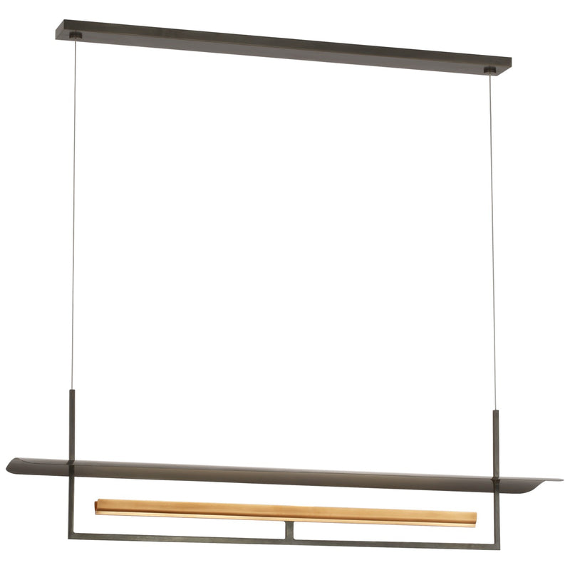 Visual Comfort Signature IKF 5140BZ/HAB LED Linear Chandelier, Bronze and Hand-Rubbed Antique Brass