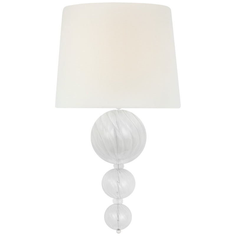 Visual Comfort Signature JN 2004PW/CG-L LED Wall Sconce, Plaster White and Clear Swirled Glass