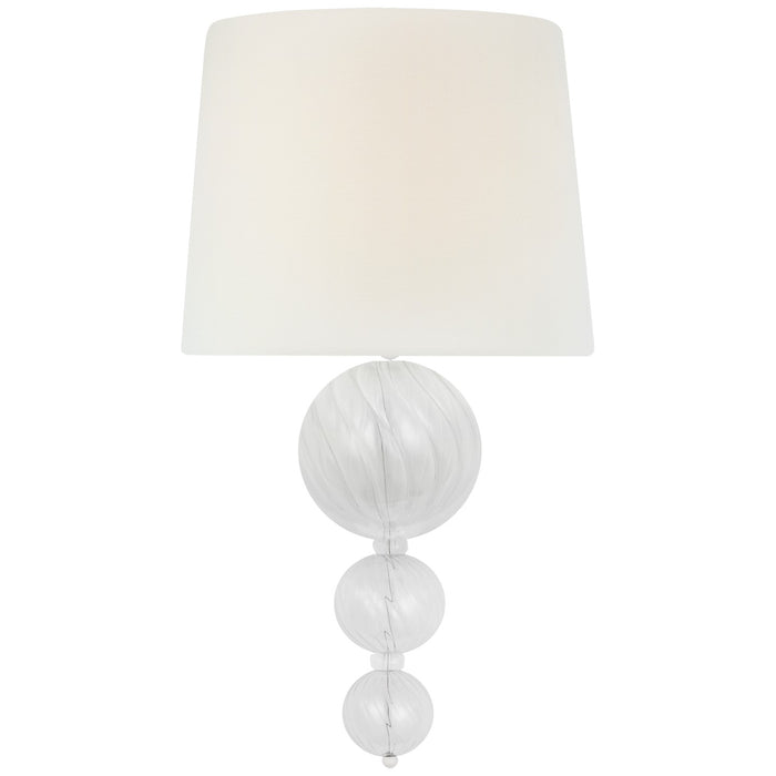 Visual Comfort Signature JN 2004PW/CG-L LED Wall Sconce, Plaster White and Clear Swirled Glass