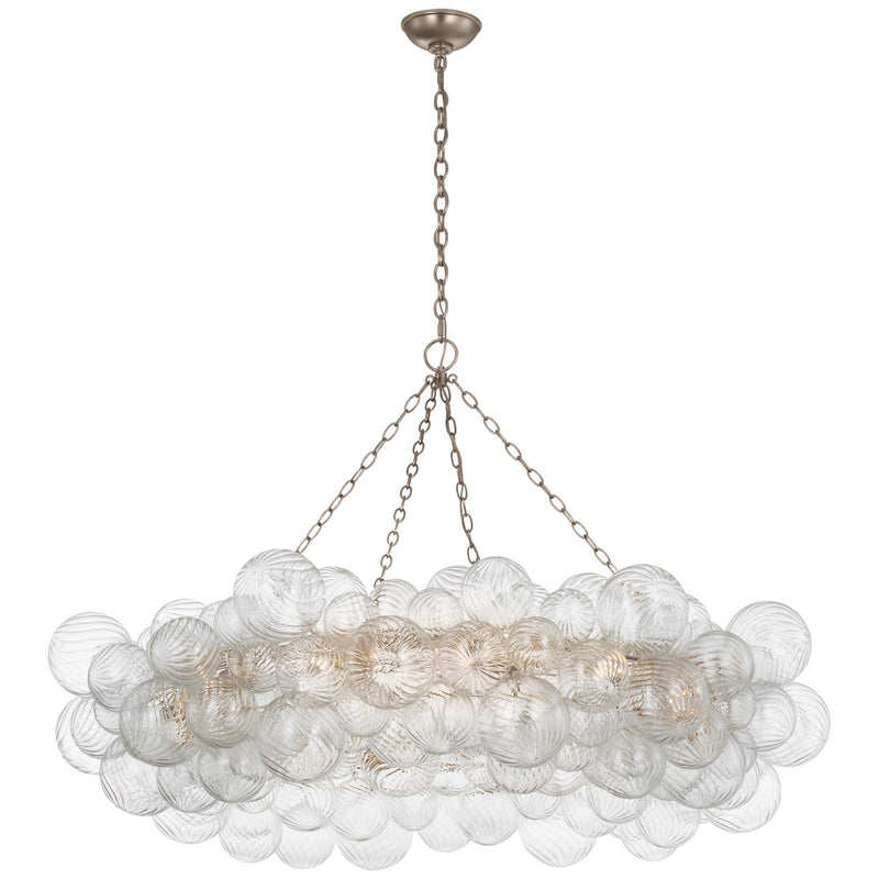 Visual Comfort Signature JN 5108BSL/CG LED Chandelier, Burnished Silver Leaf and Clear Swirled Glass