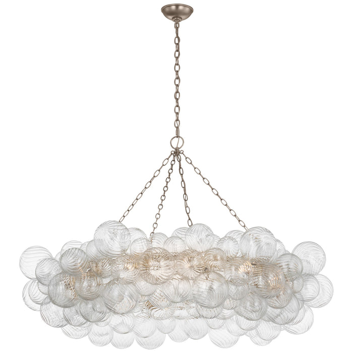 Visual Comfort Signature JN 5108BSL/CG LED Chandelier, Burnished Silver Leaf and Clear Swirled Glass