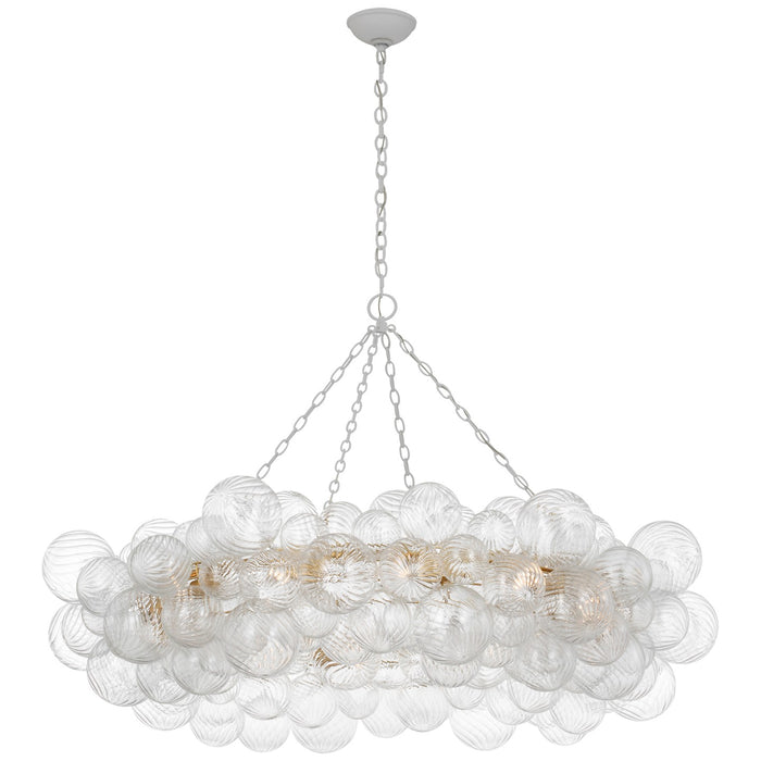 Visual Comfort Signature JN 5108PW/CG LED Chandelier, Plaster White and Clear Swirled Glass