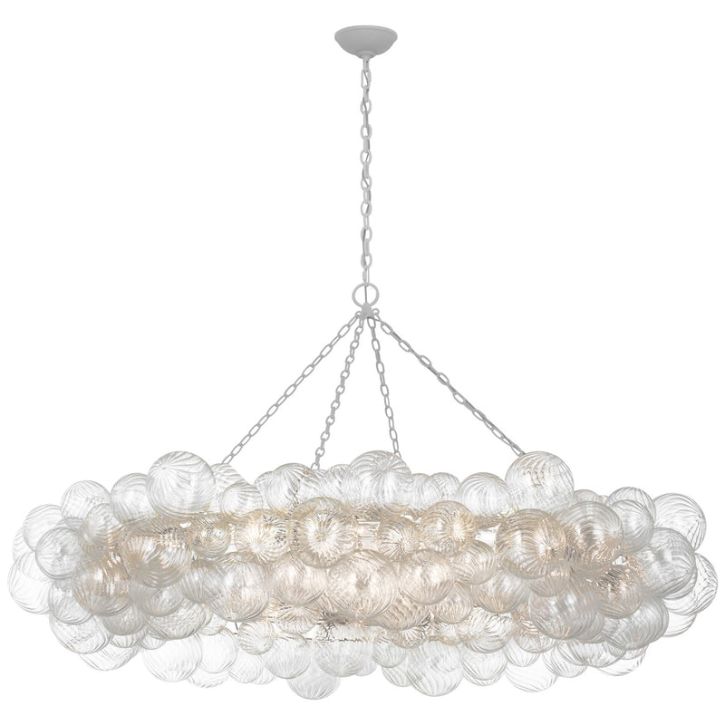Visual Comfort Signature JN 5109PW/CG LED Chandelier, Plaster White and Clear Swirled Glass
