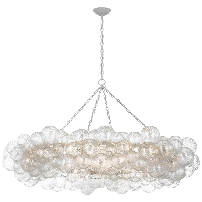 Visual Comfort Signature JN 5109PW/CG LED Chandelier, Plaster White and Clear Swirled Glass
