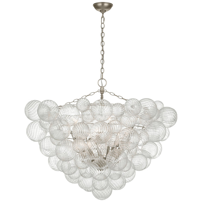 Visual Comfort Signature JN 5122BSL/CG LED Chandelier, Burnished Silver Leaf and Clear Swirled Glass
