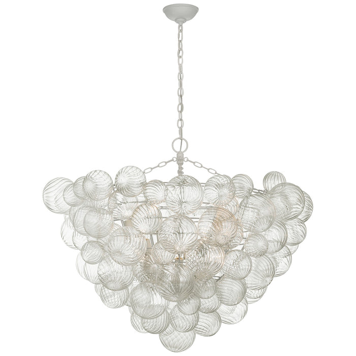 Visual Comfort Signature JN 5122PW/CG LED Chandelier, Plaster White and Clear Swirled Glass