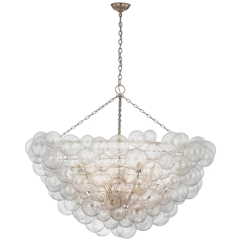 Visual Comfort Signature JN 5123BSL/CG LED Chandelier, Burnished Silver Leaf and Clear Swirled Glass