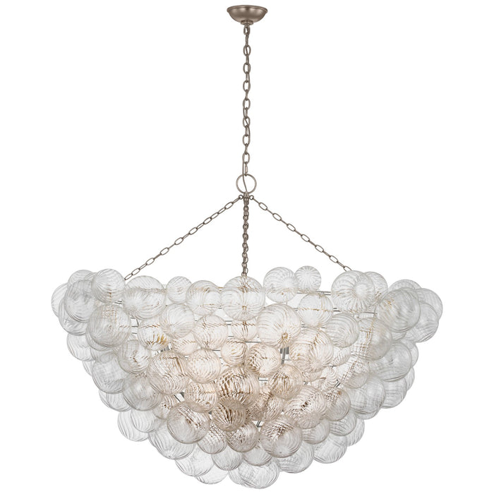 Visual Comfort Signature JN 5123BSL/CG LED Chandelier, Burnished Silver Leaf and Clear Swirled Glass