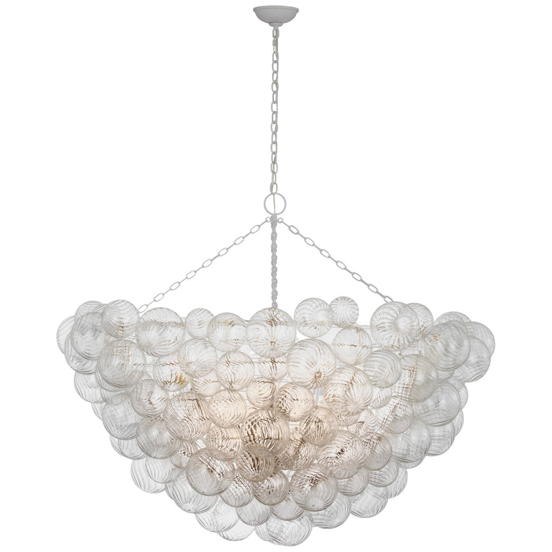 Visual Comfort Signature JN 5123PW/CG LED Chandelier, Plaster White and Clear Swirled Glass