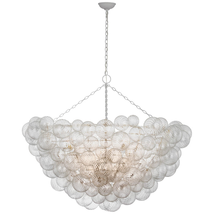 Visual Comfort Signature JN 5123PW/CG LED Chandelier, Plaster White and Clear Swirled Glass