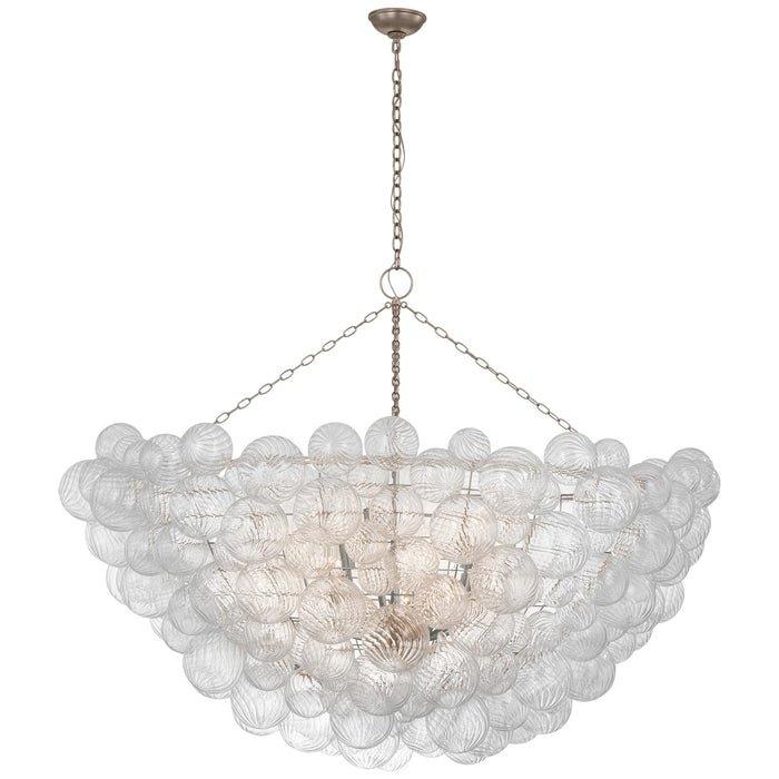 Visual Comfort Signature JN 5124BSL/CG LED Chandelier, Burnished Silver Leaf and Clear Swirled Glass
