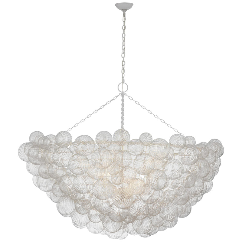Visual Comfort Signature JN 5124PW/CG LED Chandelier, Plaster White and Clear Swirled Glass