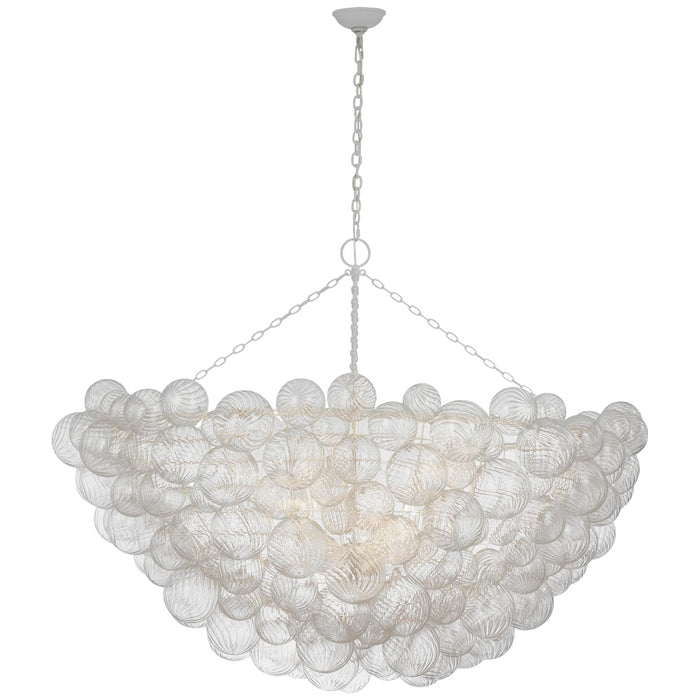 Visual Comfort Signature JN 5124PW/CG LED Chandelier, Plaster White and Clear Swirled Glass