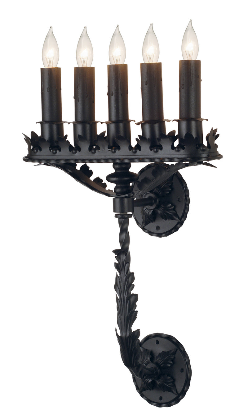 Meyda Tiffany 70087 Five Light Wall Sconce, Textured Black