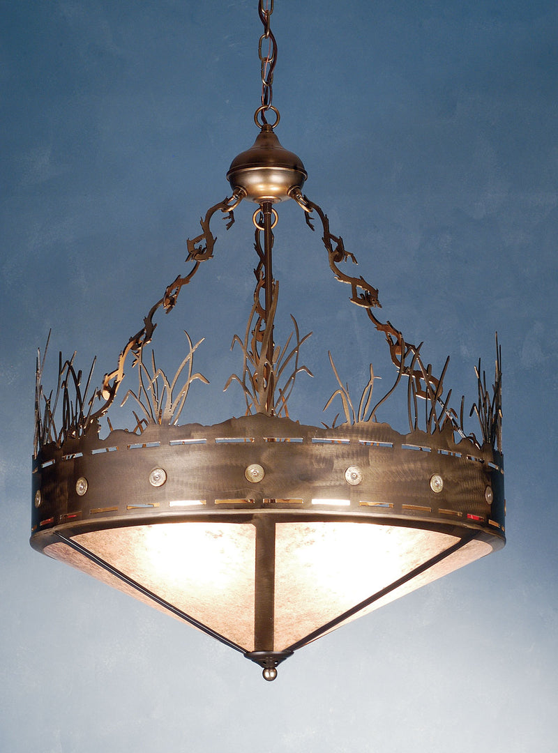 Meyda Tiffany 70697 Four Light Inverted Pendant, Antique Copper