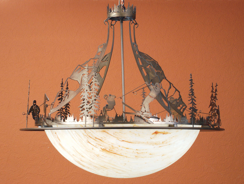 Meyda Tiffany 70722 Four Light Inverted Pendant, Antique Copper