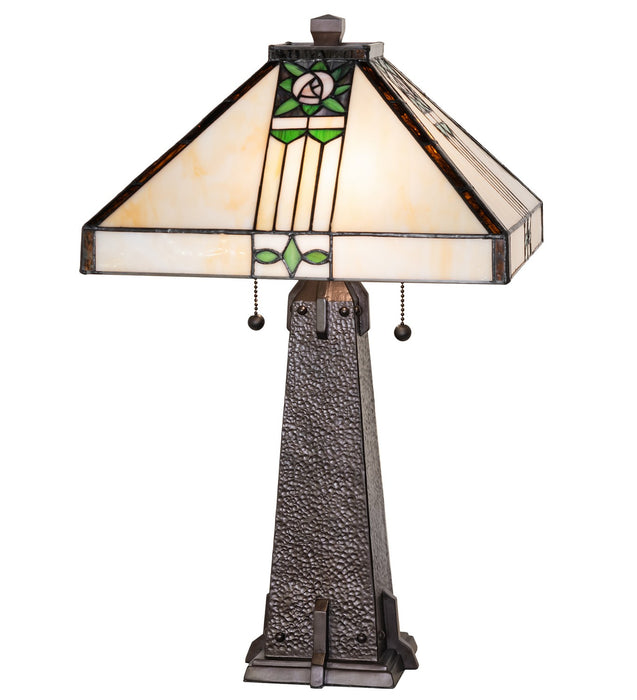 Meyda Tiffany 70967 Two Light Table Lamp, Mahogany Bronze