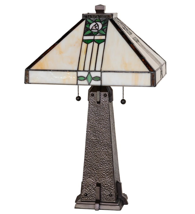 Meyda Tiffany 70967 Two Light Table Lamp, Mahogany Bronze