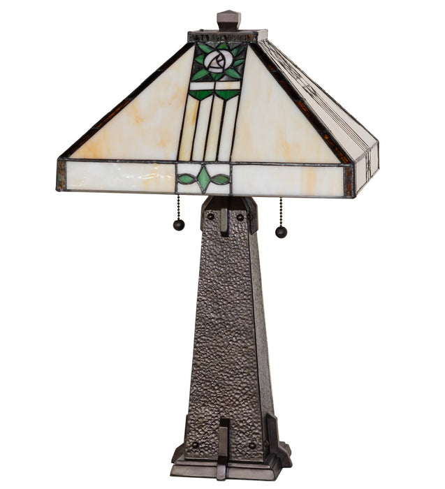 Meyda Tiffany 70967 Two Light Table Lamp, Mahogany Bronze