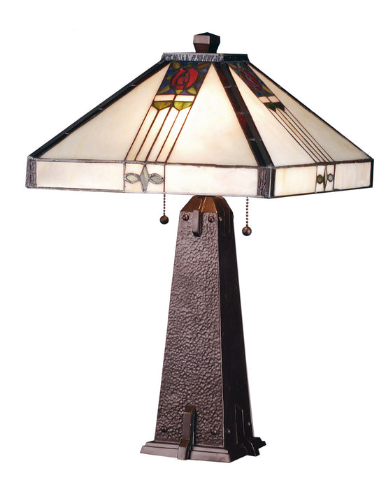 Meyda Tiffany 70967 Two Light Table Lamp, Mahogany Bronze