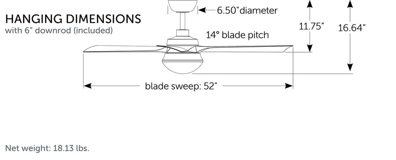 Fanimation FP6807AGP 52" Ceiling Fan, Antique Graphite