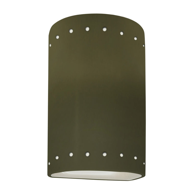 Justice Designs CER-0990W-MGRN One Light Outdoor Wall Sconce, Matte Green