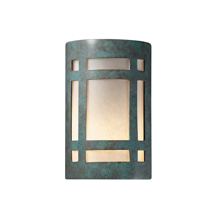 Justice Designs CER-5480W-PATV Wall Sconce, Verde Patina