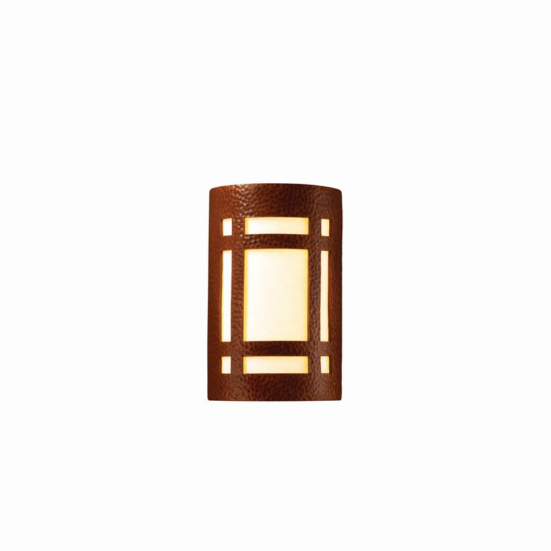 Justice Designs CER-5485W-HMCP LED Wall Sconce, Hammered Copper