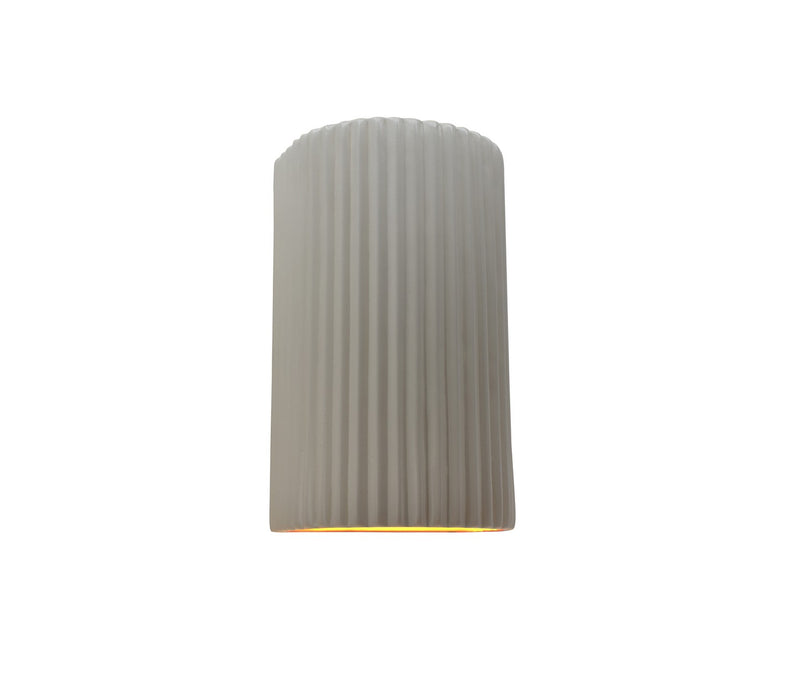 Justice Designs CER-5740W-MTGD LED Outdoor Wall Sconce, Matte White w/ Champagne Gold