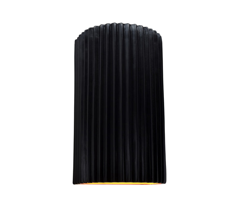Justice Designs CER-5745-CBGD Two Light Wall Sconce, Carbon Matte Black w/ Champagne Gold
