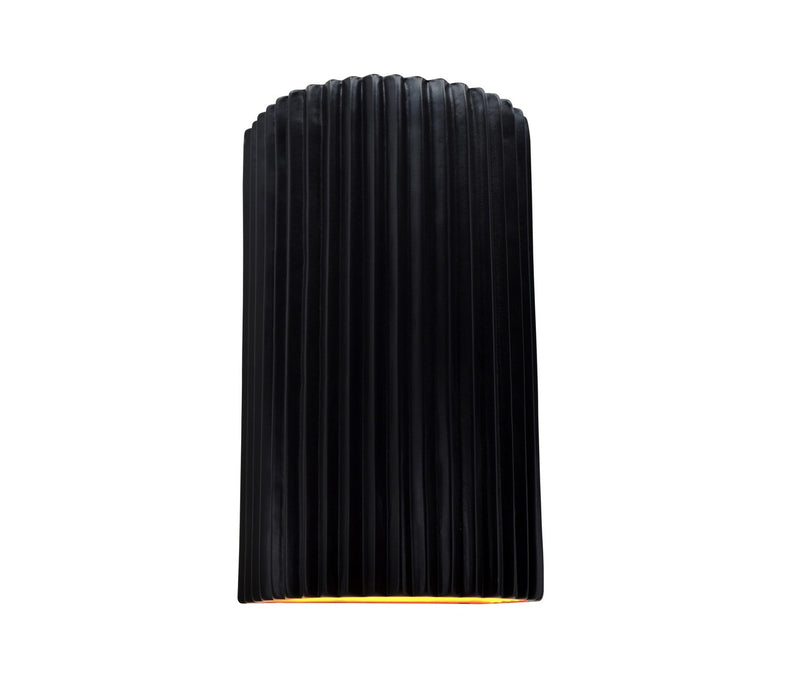 Justice Designs CER-5745-CBGD Two Light Wall Sconce, Carbon Matte Black w/ Champagne Gold