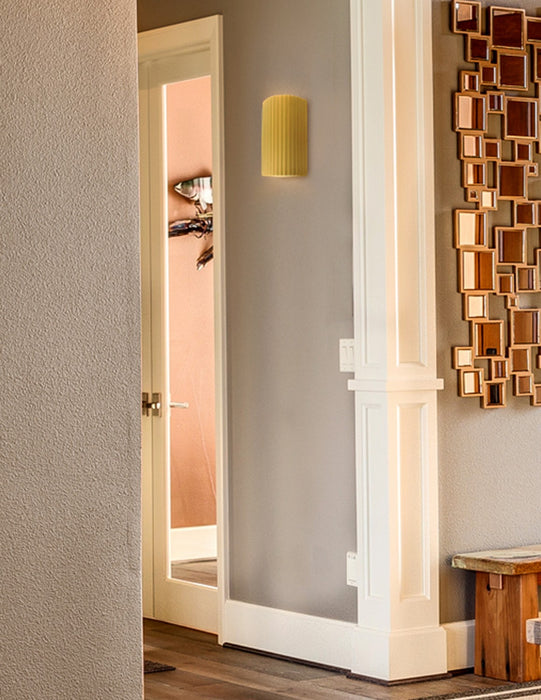Justice Designs CER-5745-MYLW Two Light Wall Sconce, Muted Yellow