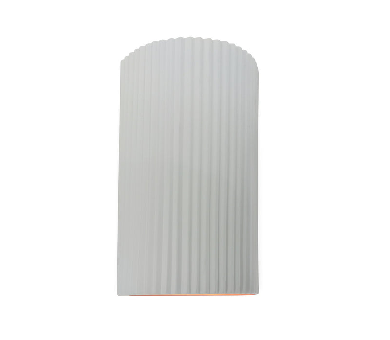 Justice Designs CER-5745W-WTWT LED Outdoor Wall Sconce, Gloss White (outside and inside of fixture)