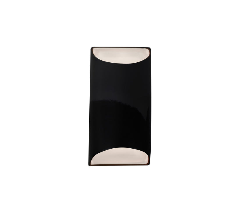 Justice Designs CER-5750-BKMT One Light Wall Sconce, Gloss Black w/ Matte White